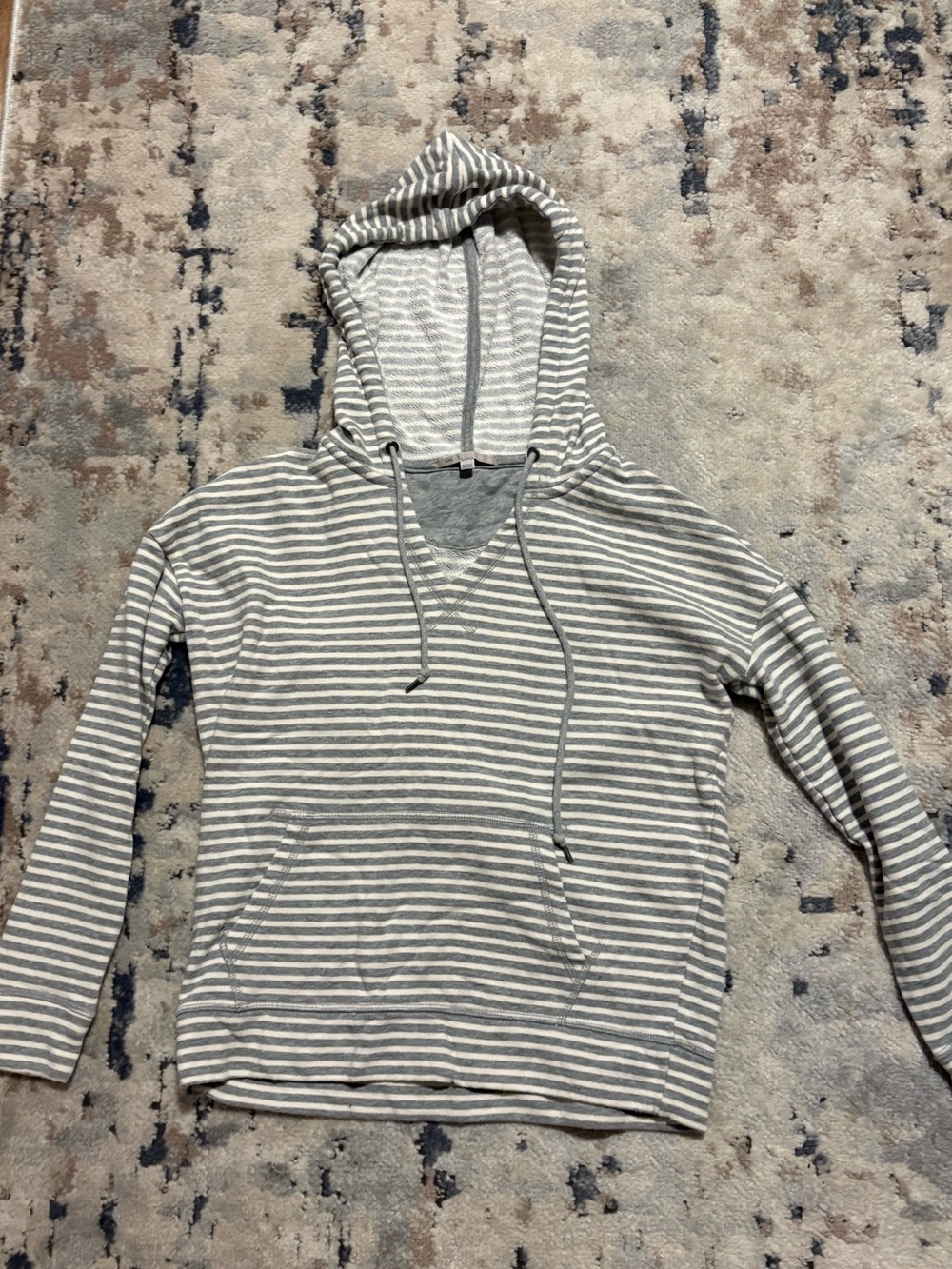 GAP Striped Zip-Up Hoodie - Gray & White